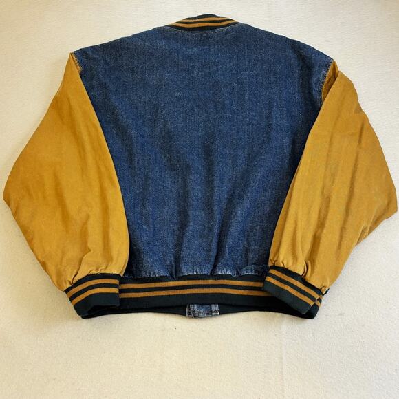 Vtg Dunbrooke Gatorade Varsity Jacket Mens XL Blue Jean Tan Denim Snap Closure - Picture 7 of 8